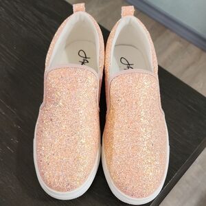 J. Adams Peach Glitter Slip-On Sneakers